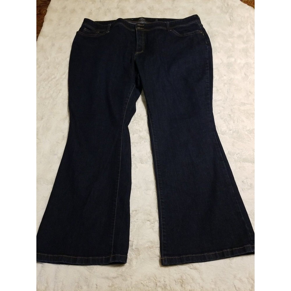 St Johns Bay Jeans Womens Size 26 Bootcut Dark Denim Blue Stretch